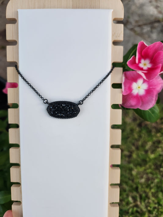 Black Druzy Necklace