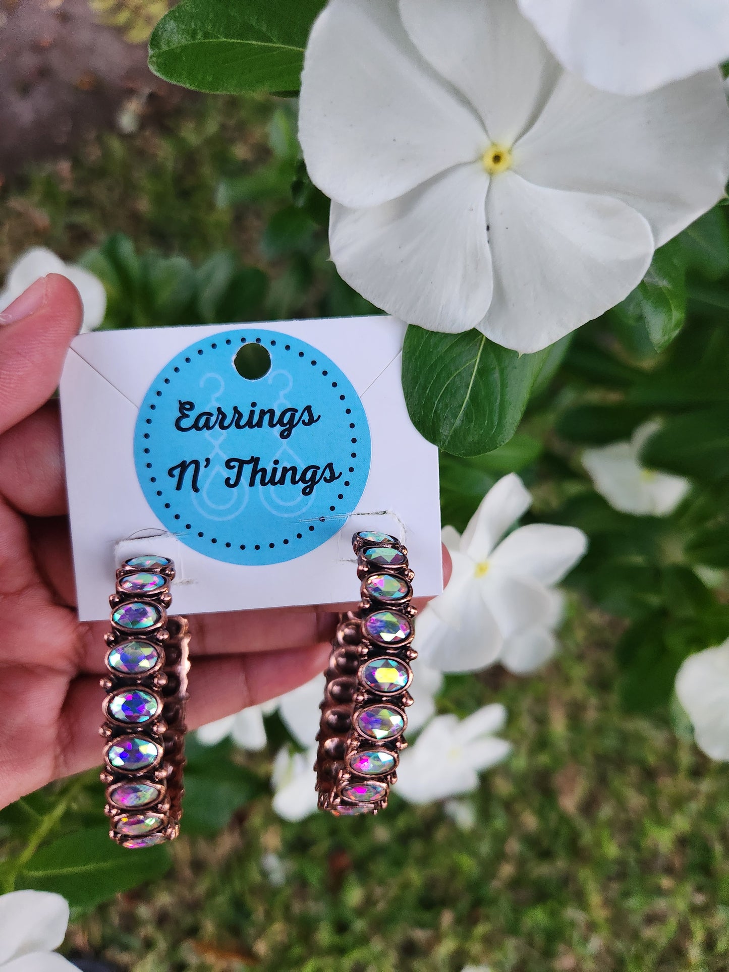 Rhinestone Hoops (Copper)